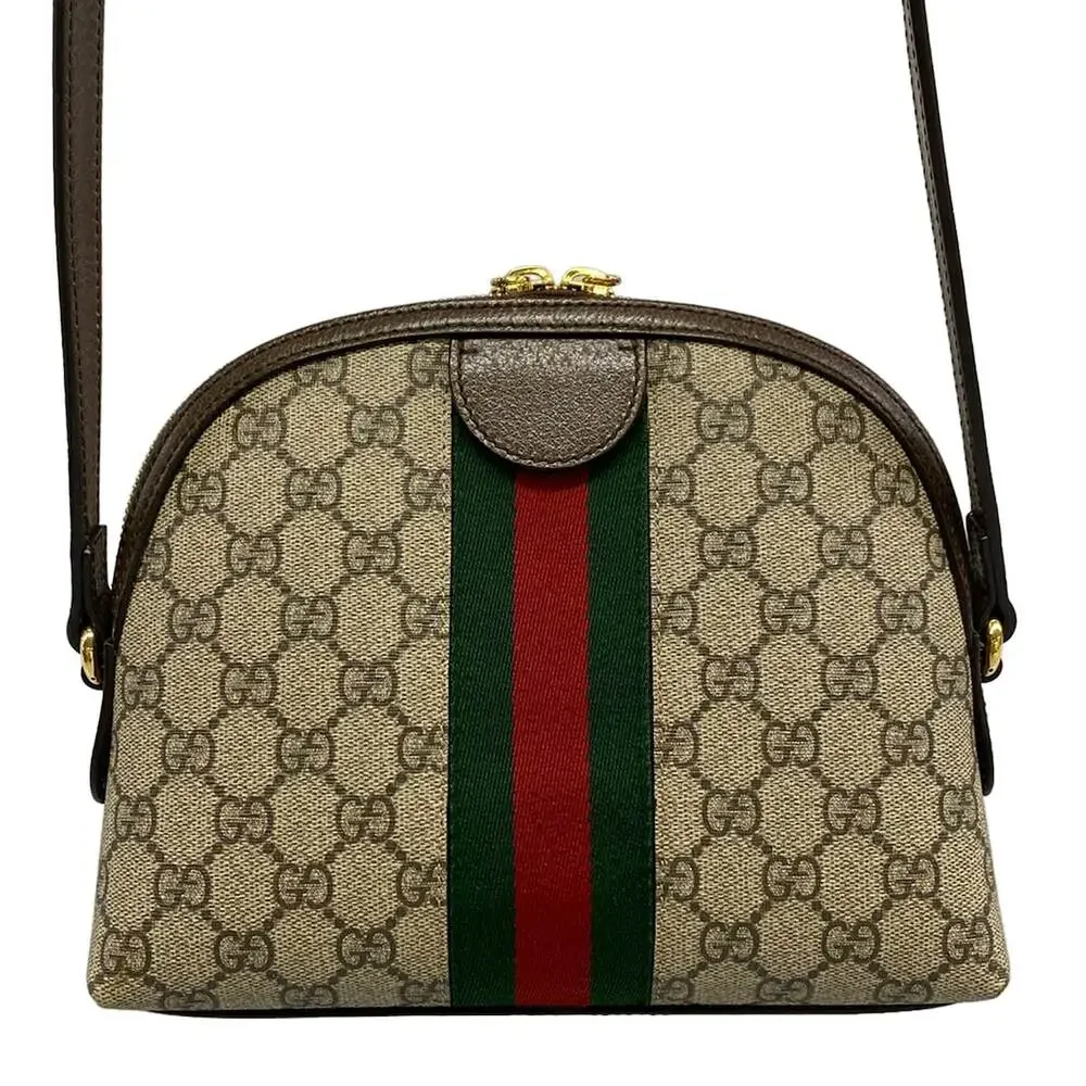 Gucci Ophidia Shoulder Bag 499621 Beige Dark Brown PVC Leather - Picture 3 of 15